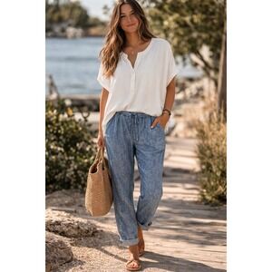 Old Navy XXL Cream Satin Dolman Short Sleeve Top Capsule Minimalist Coastal Chic